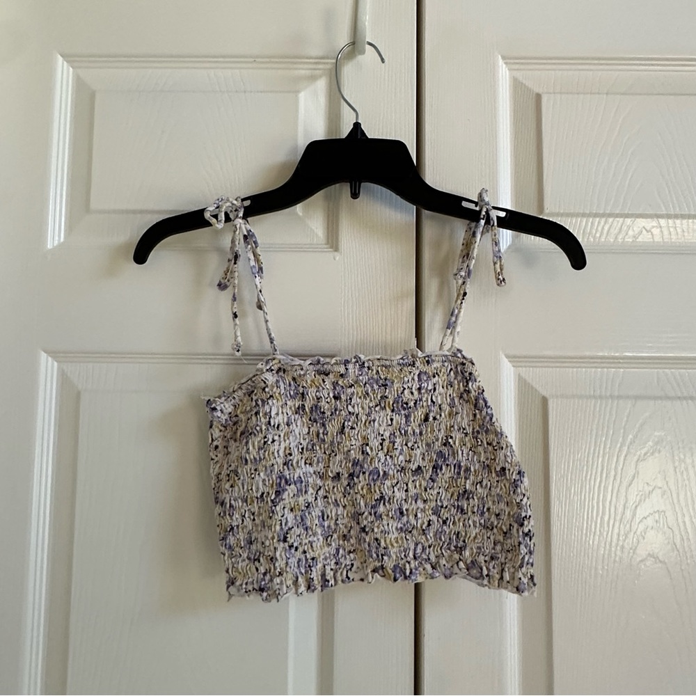 Wild Fable Floral Smocked Crop Top Size Medium